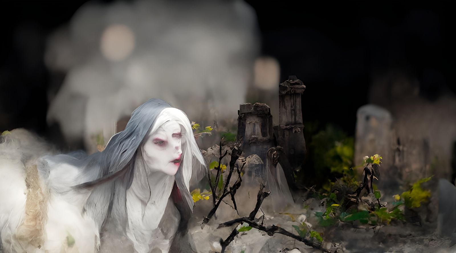 Ghostly Woman Dances in Overgrown Graveyard