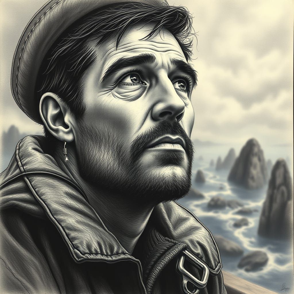 Sailor Lost in Surreal Maritime Dreamscape