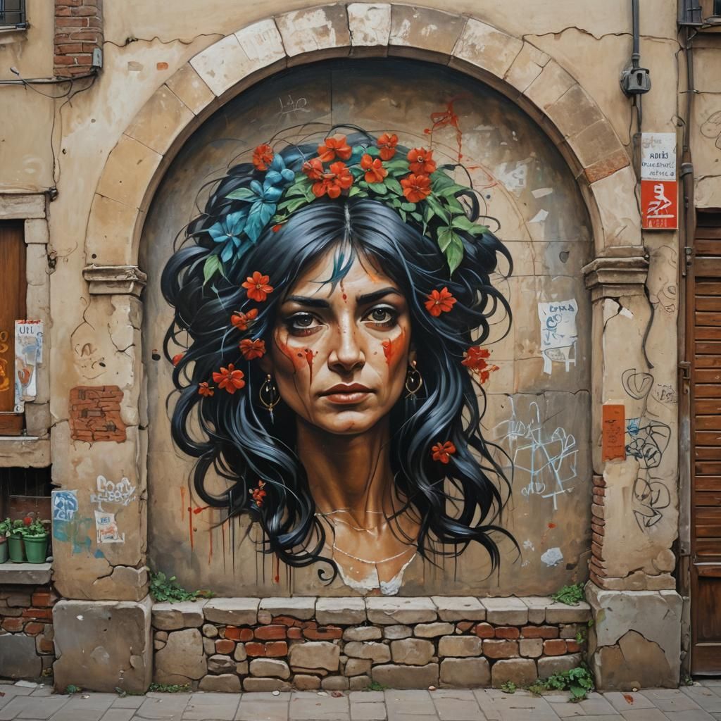 Surrealist Italian Graffiti in Oil Painting Style