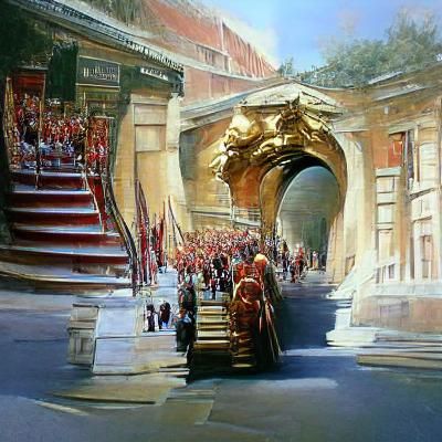 Grand Entrance to the Roman Empire as Oil Painting