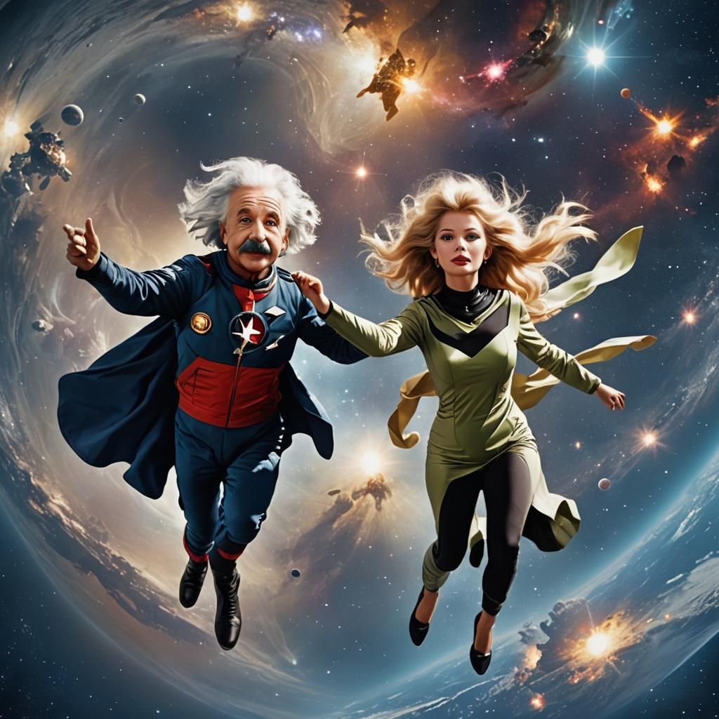 Einstein and Bardot: Superhero Flight in Space