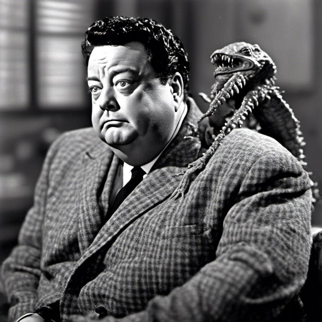 Jackie Gleason as Alien Monster in Hyperrealistic Rendering