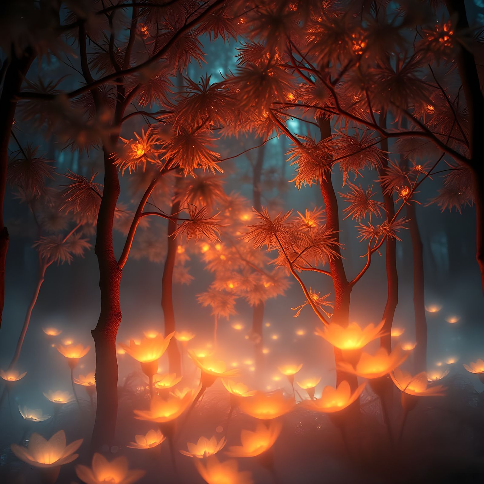 Bioluminescent Forest Concept Art in 8K