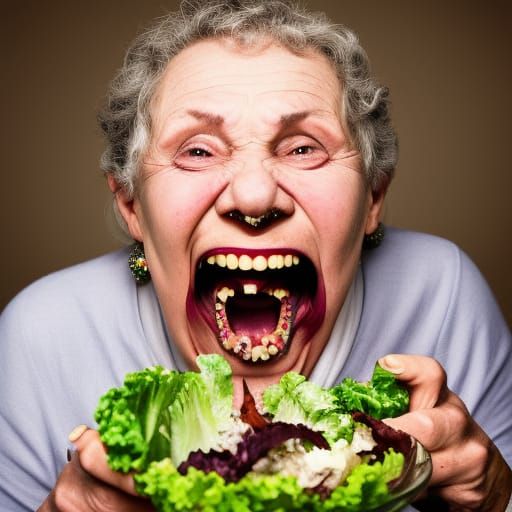 Sinister Grandmother Laughing: A Horror Portrait