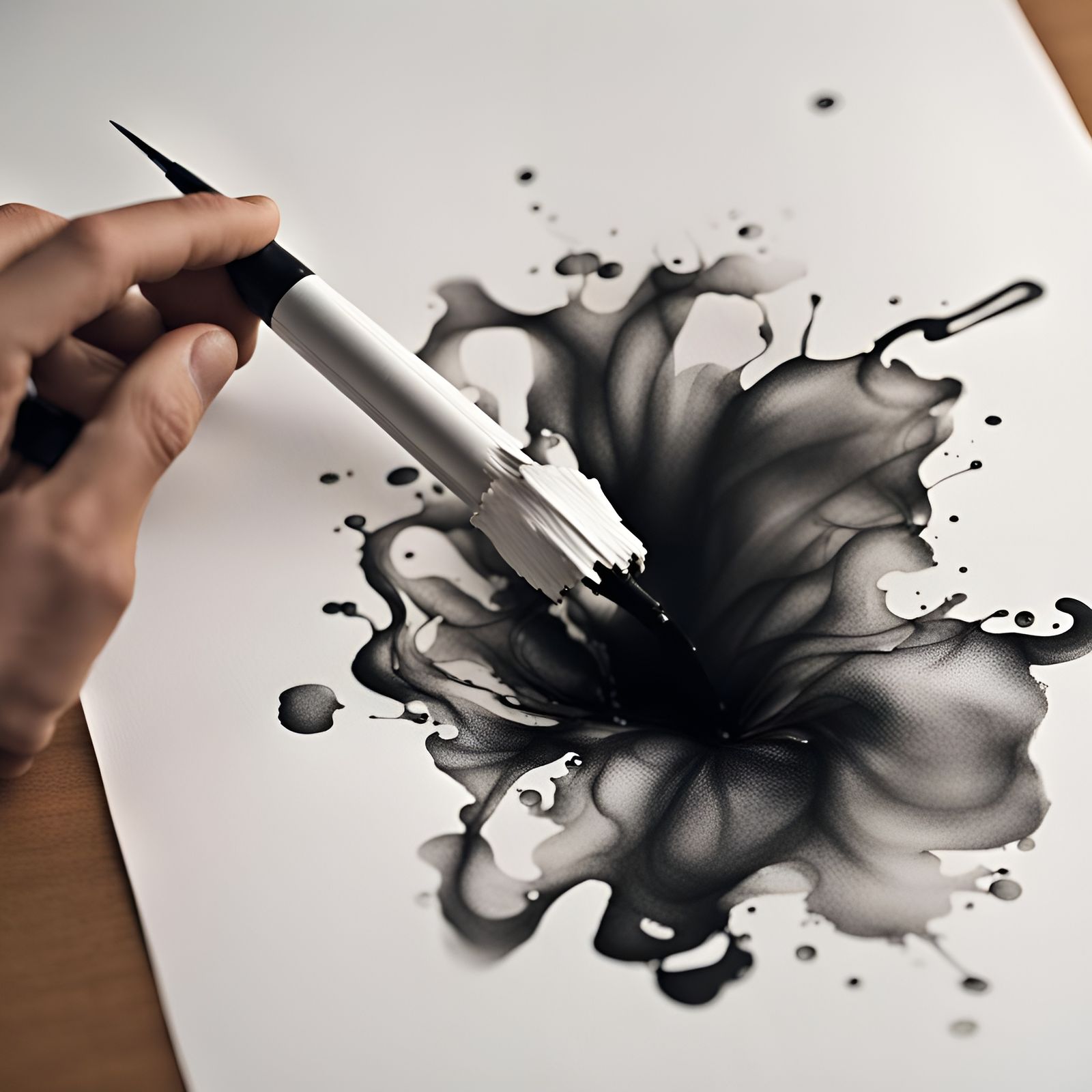 Symmetrical Ink Blot Drawing on Paper