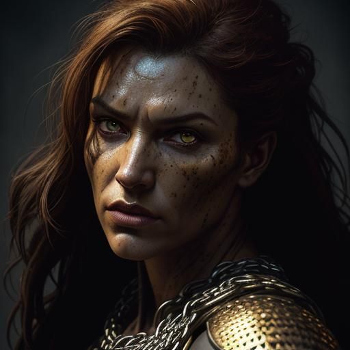 Fierce Bare-Skinned Barbarian in Frank Miller Comic Style