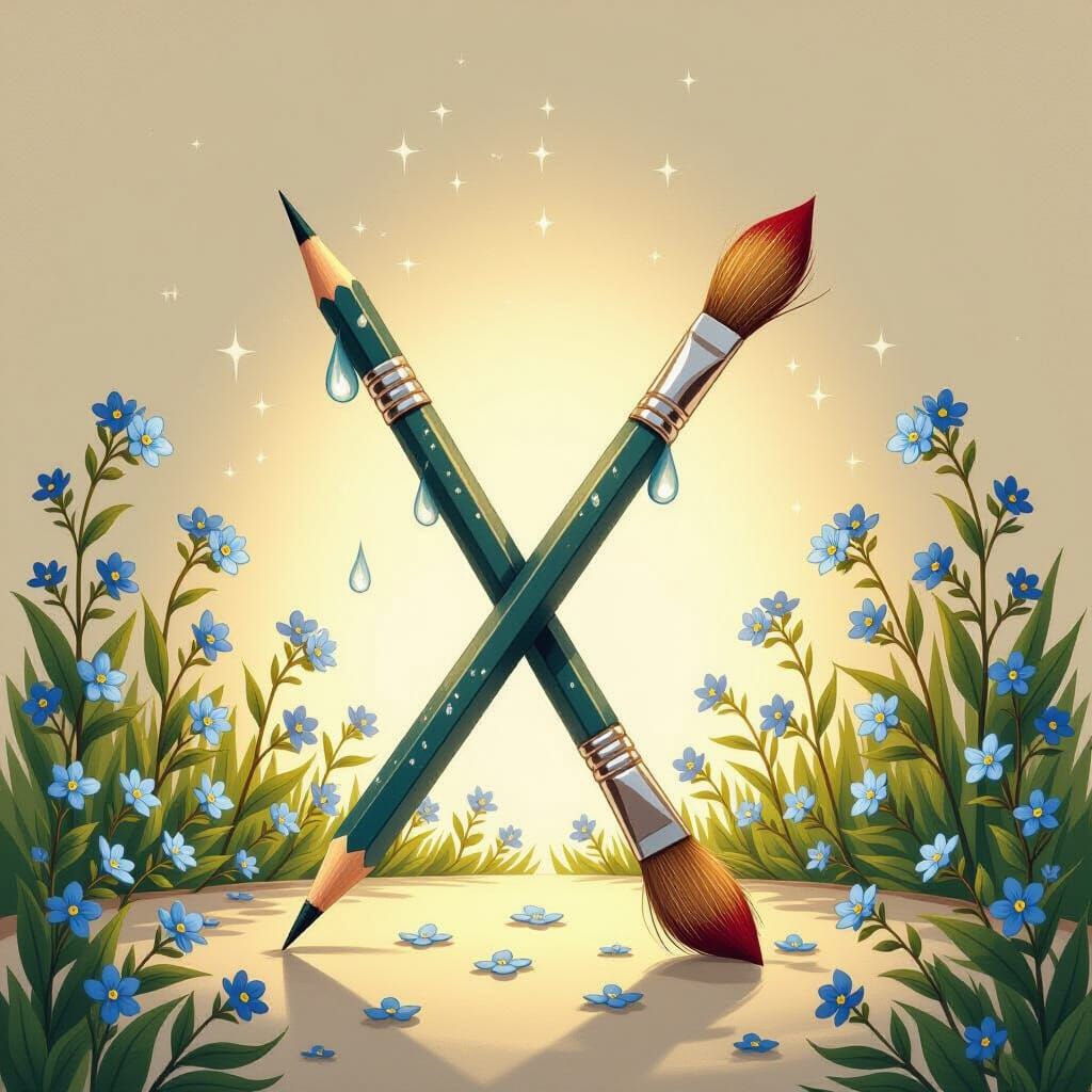 Pencil and Brush in Forbidden Love Storybook Style