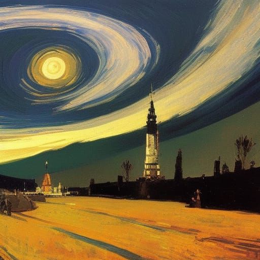 Apocalyptic Starry Night Inspired by Goya