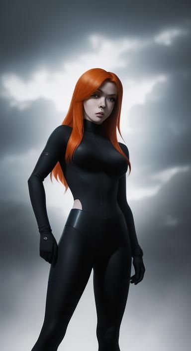 Kim Possible Anime Portrait in Complementary Colors