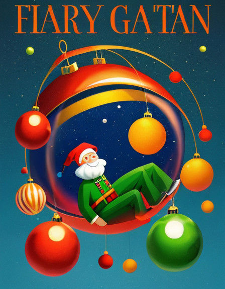 Vibrant Christmas Party in Zero-Gravity Ambiance
