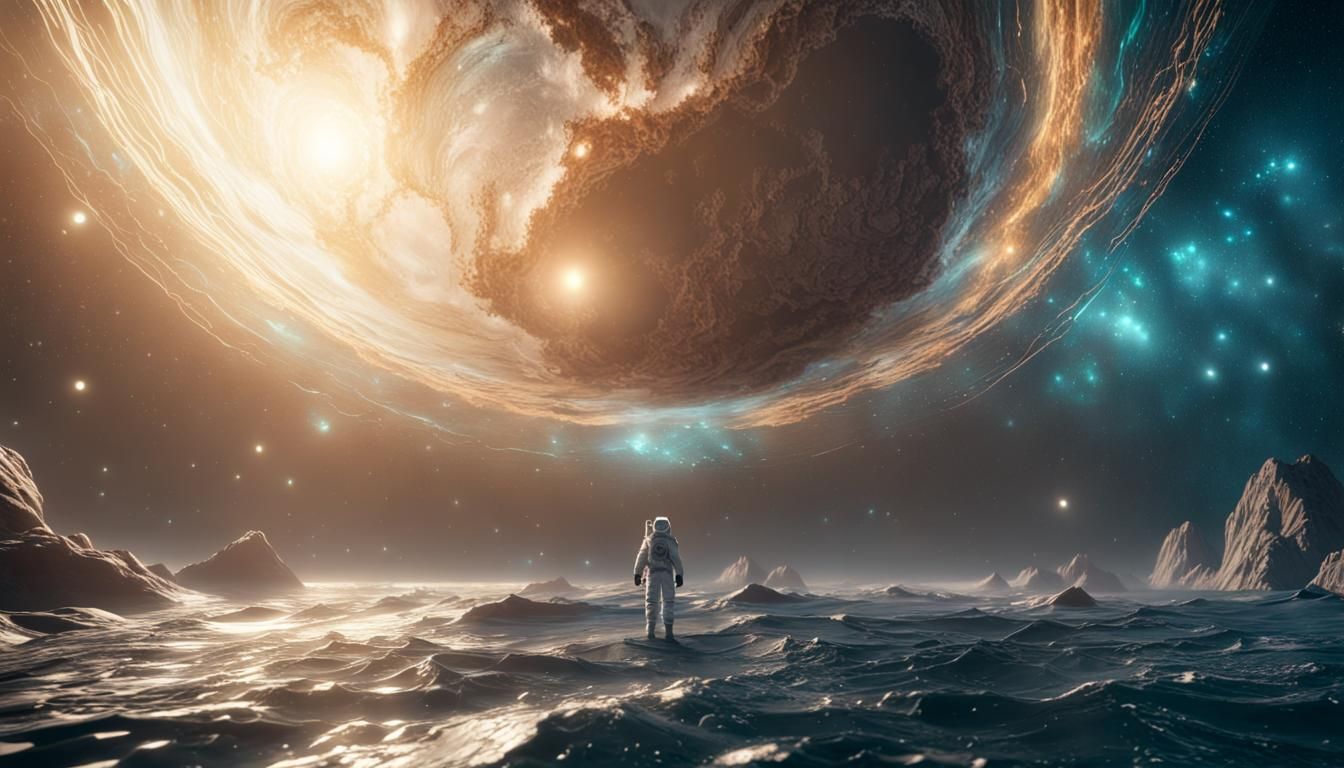 Astronaut Lost in Galactic Ocean: 3D Game Cinematic