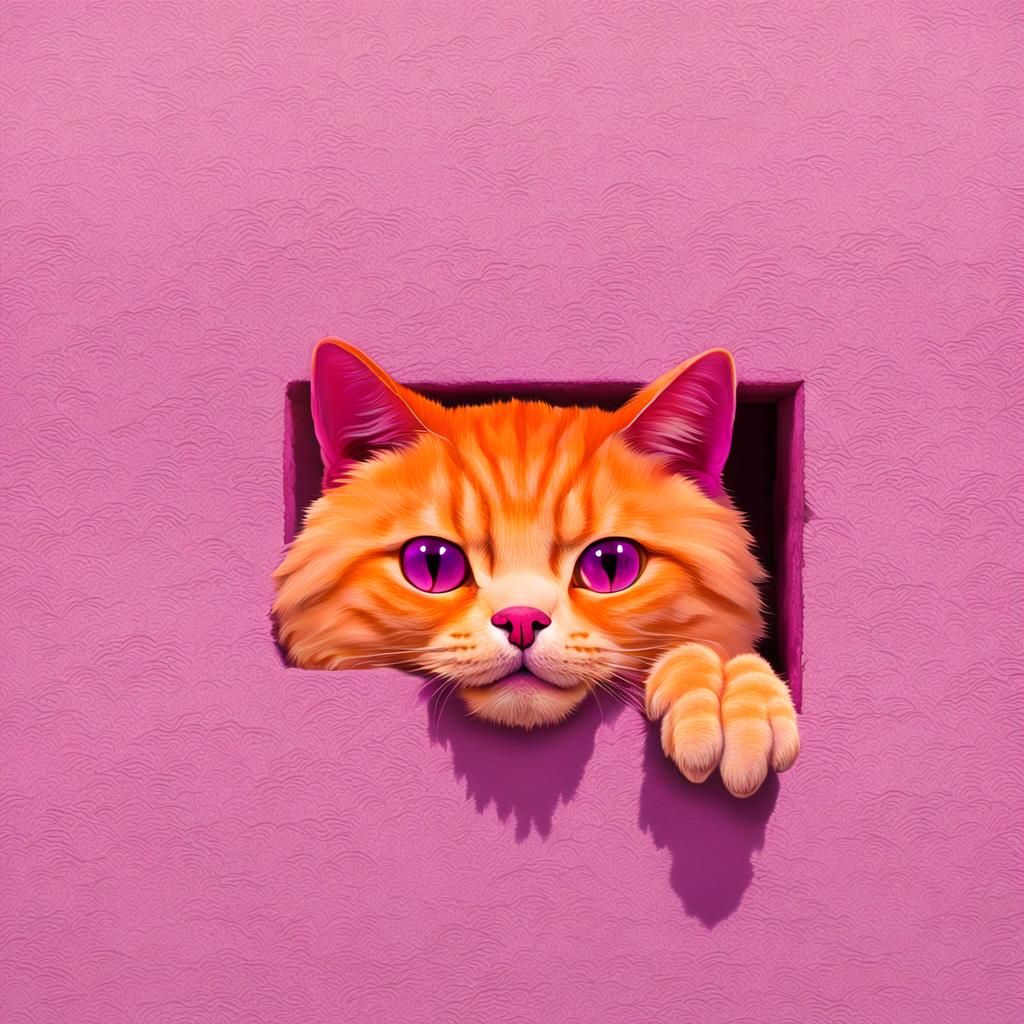 Magenta Cat Peek-a-Boo in Pale Orange Setting