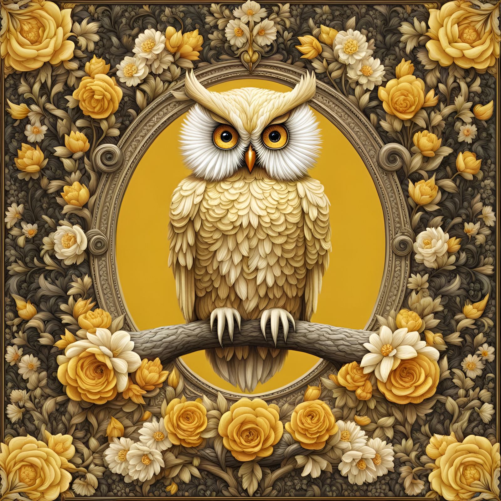 Tapestry Owl Scene in Toile de Jouy Style