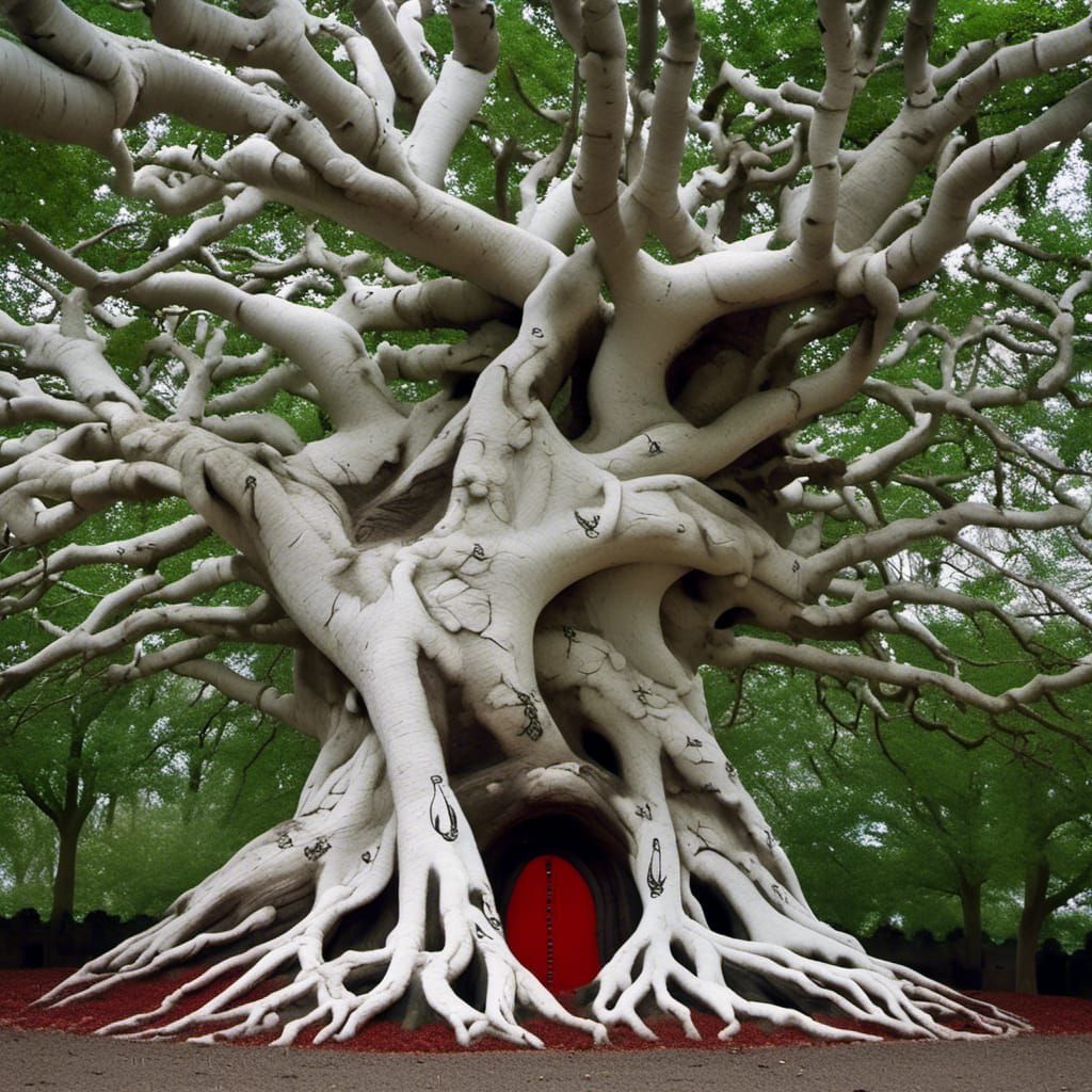 Who lives in the red door in the tree