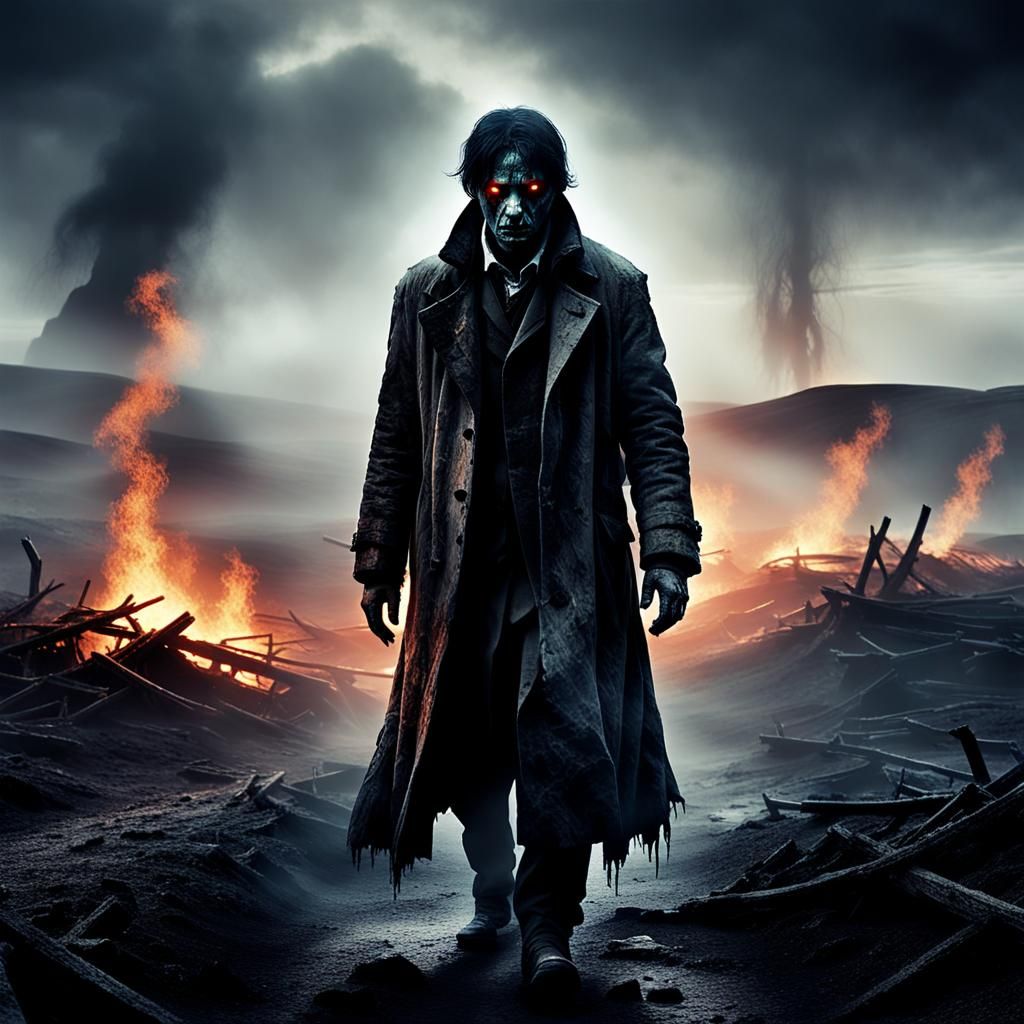 Dystopian Surrealism: Lone Figure in Mist