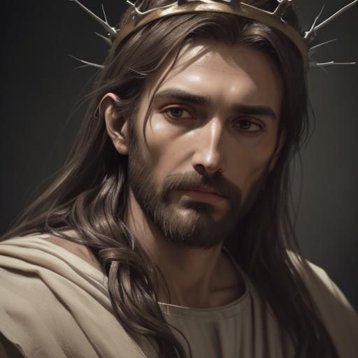 Jesus Christ Portrait with Crown of Thorns