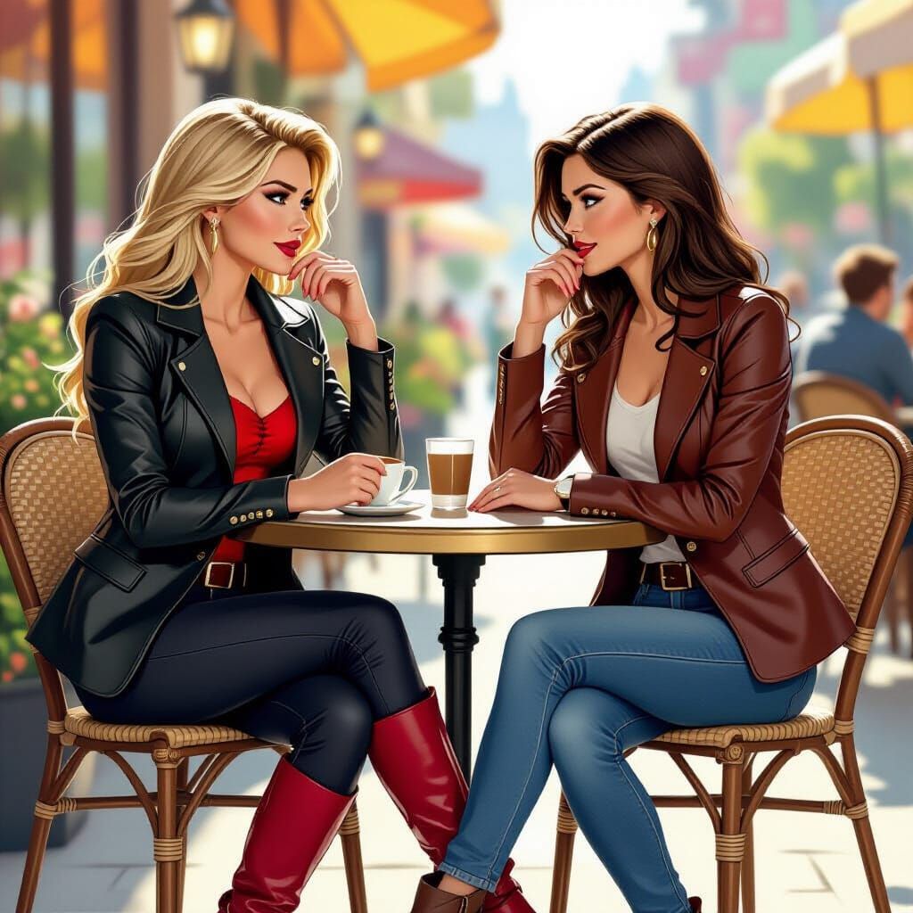 Kara and Lois at Sunny Cafe, in Comic Art Style