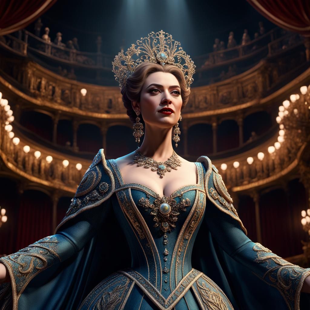 Opera Singer on Stage in Detailed Digital Art