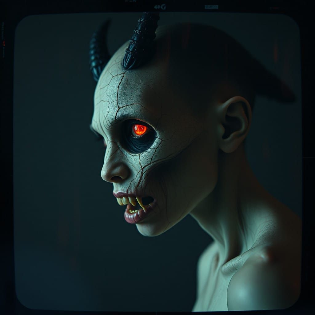 Surreal, Nocturnal Entity Emerges from Distorted VHS Tape