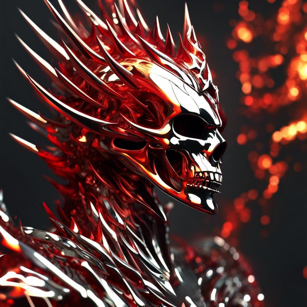 Flaming Demonic Knight-Angel in Abstract Fire