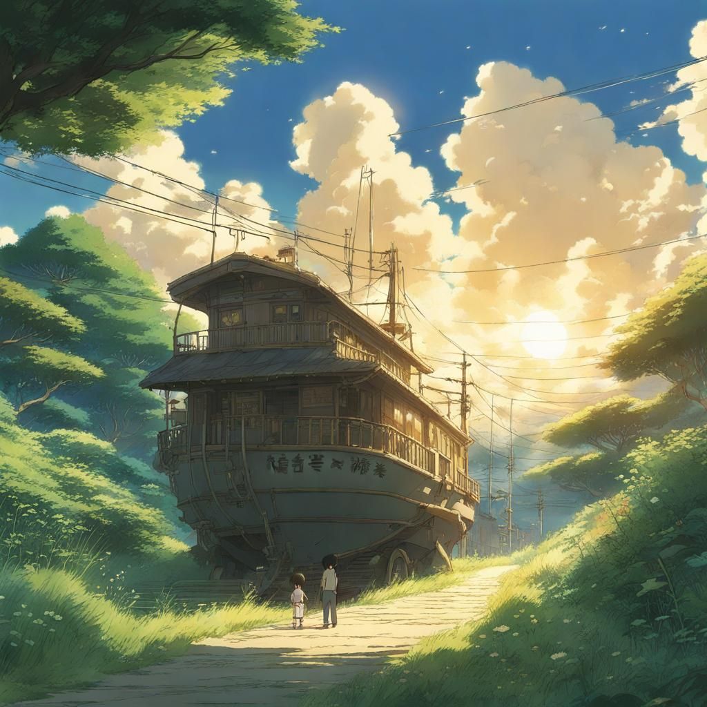 Anime Treasure Scene in Ghibli Style