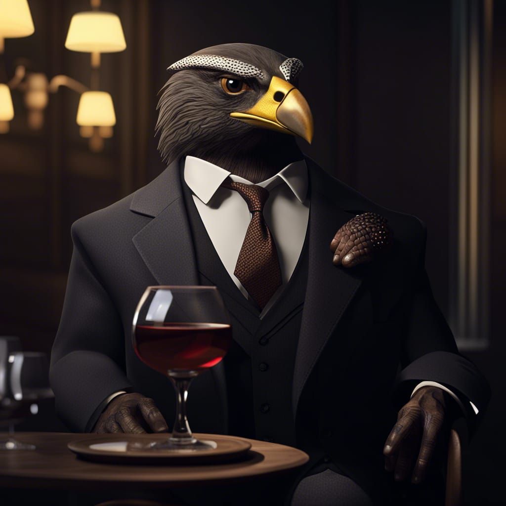 Dapper Hawk Portrait in Harlem Renaissance Style