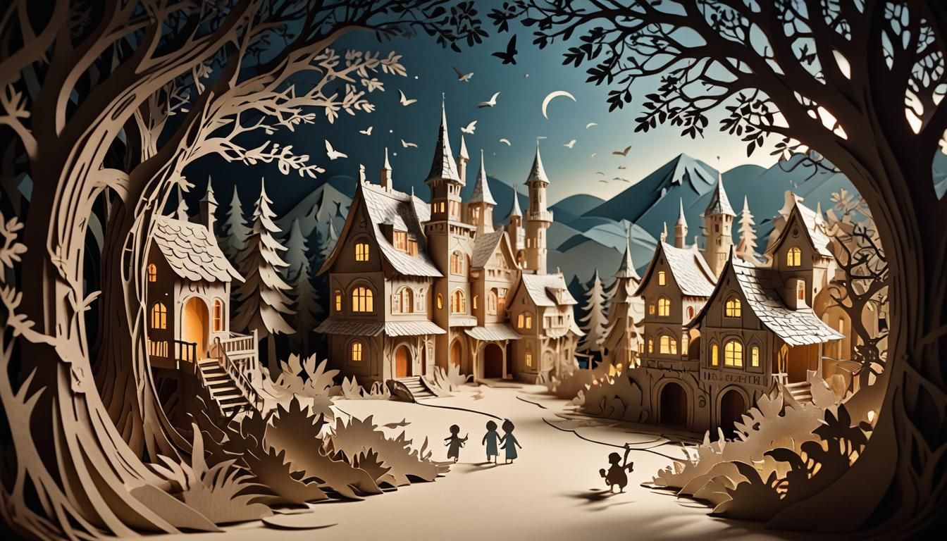 Intricate Kirigami Paper-Cut Illustrations with HDR