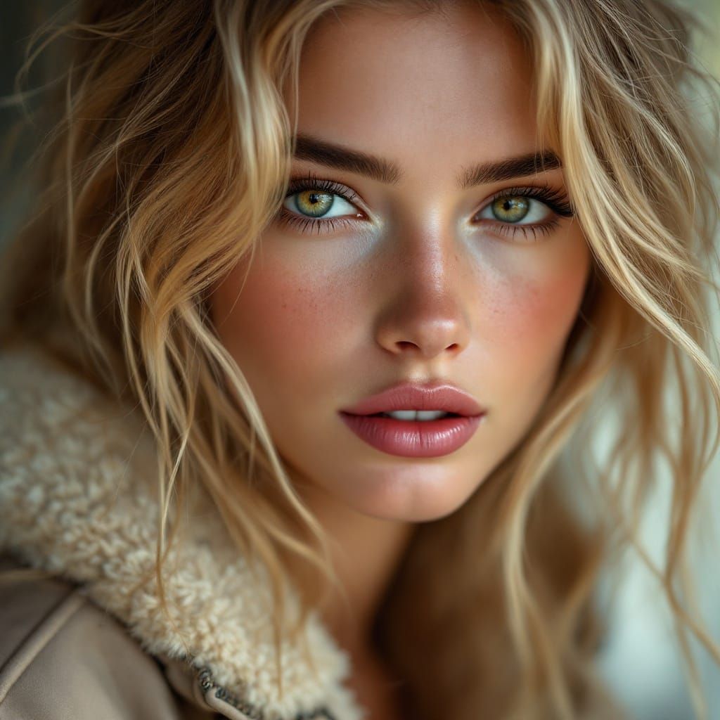 Vogue Cover: Blonde Model with Hazel Eyes