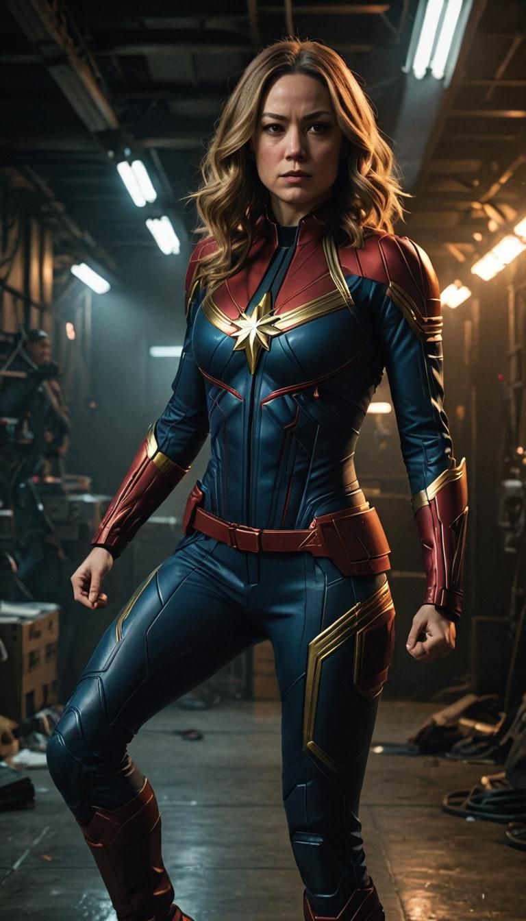 Captain Marvel: Cinematic Film Still in Comic Style