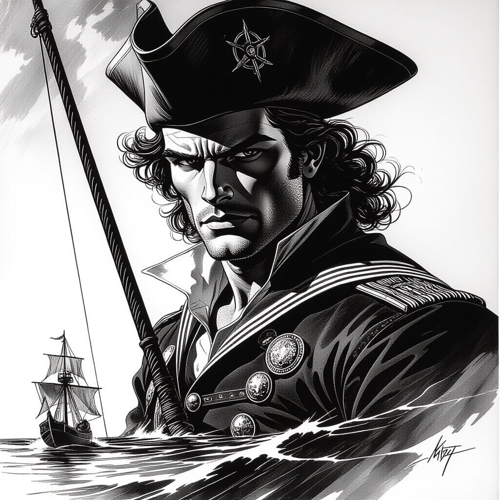 Giff Admiral Concept Art in Pen and Ink