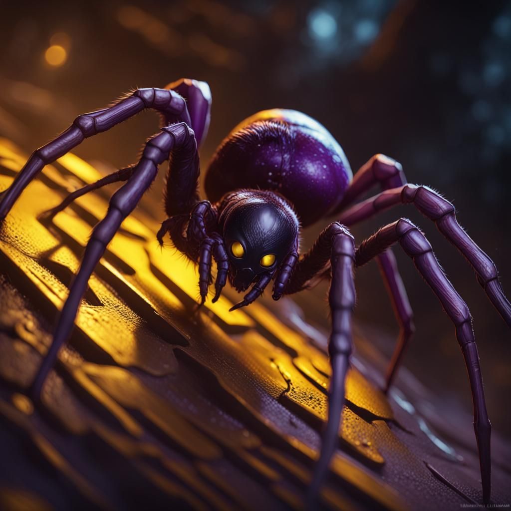 Dark Fantasy Black Widow Spider: Hyperdetailed Concept Art