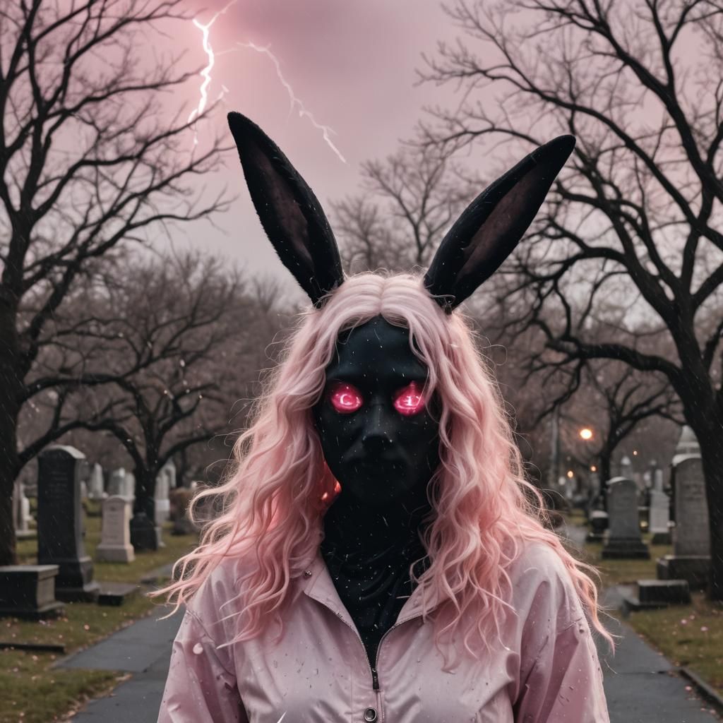 Creepy Angora Bunny in Dark Academia Style