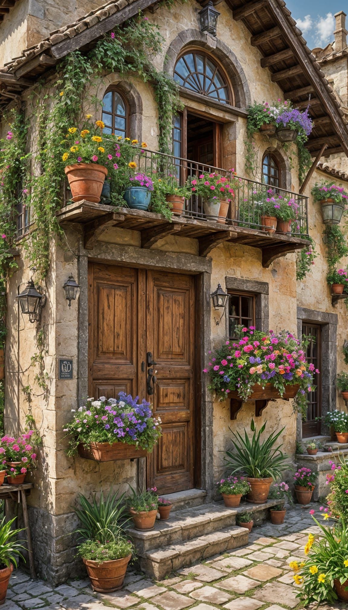 Masterpiece Home Surrounded by Water and Flowers