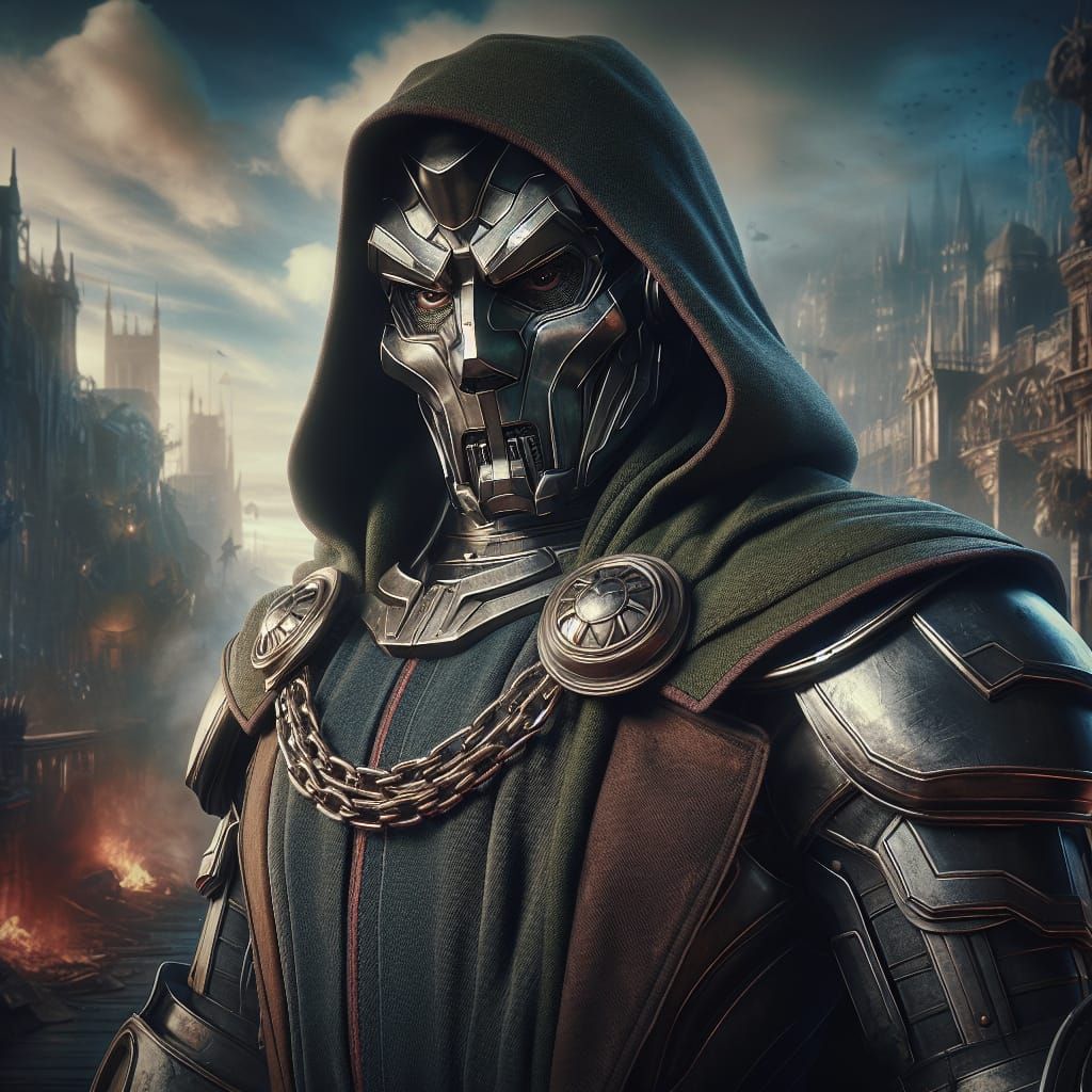 Menacing Armored Villain in Detailed Matte Painting