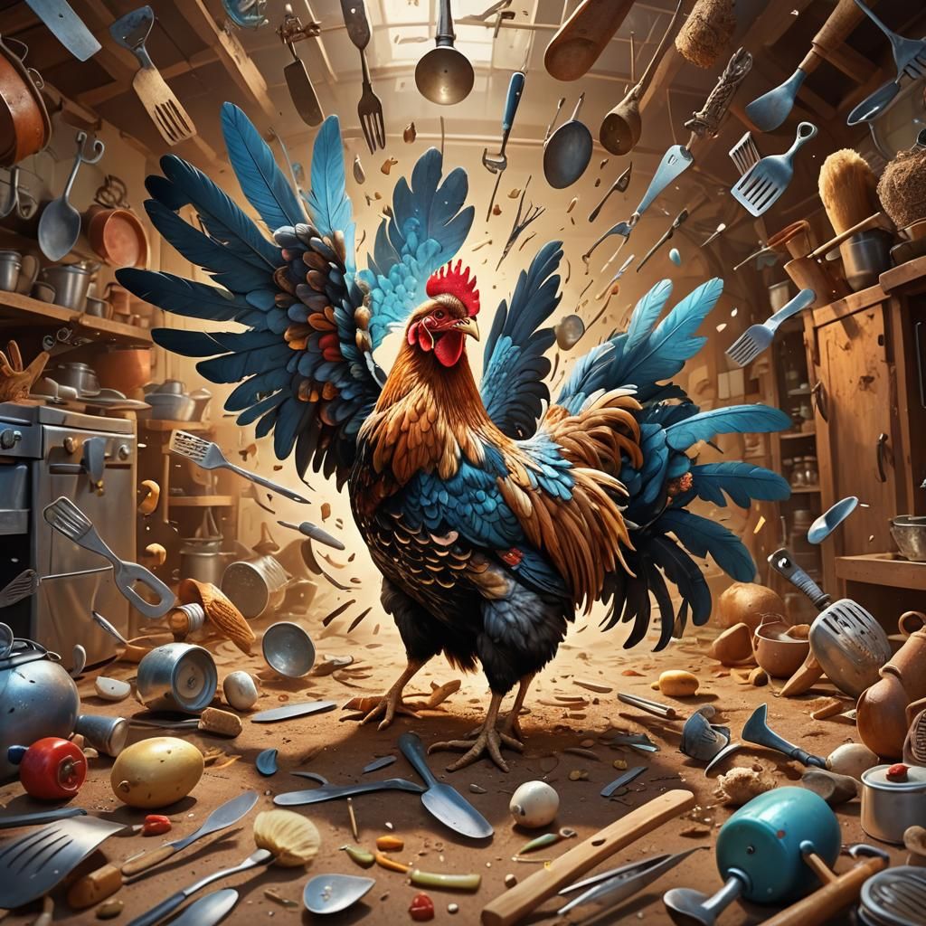 Chicken's Comical Fight for Survival in Farm Frenzy