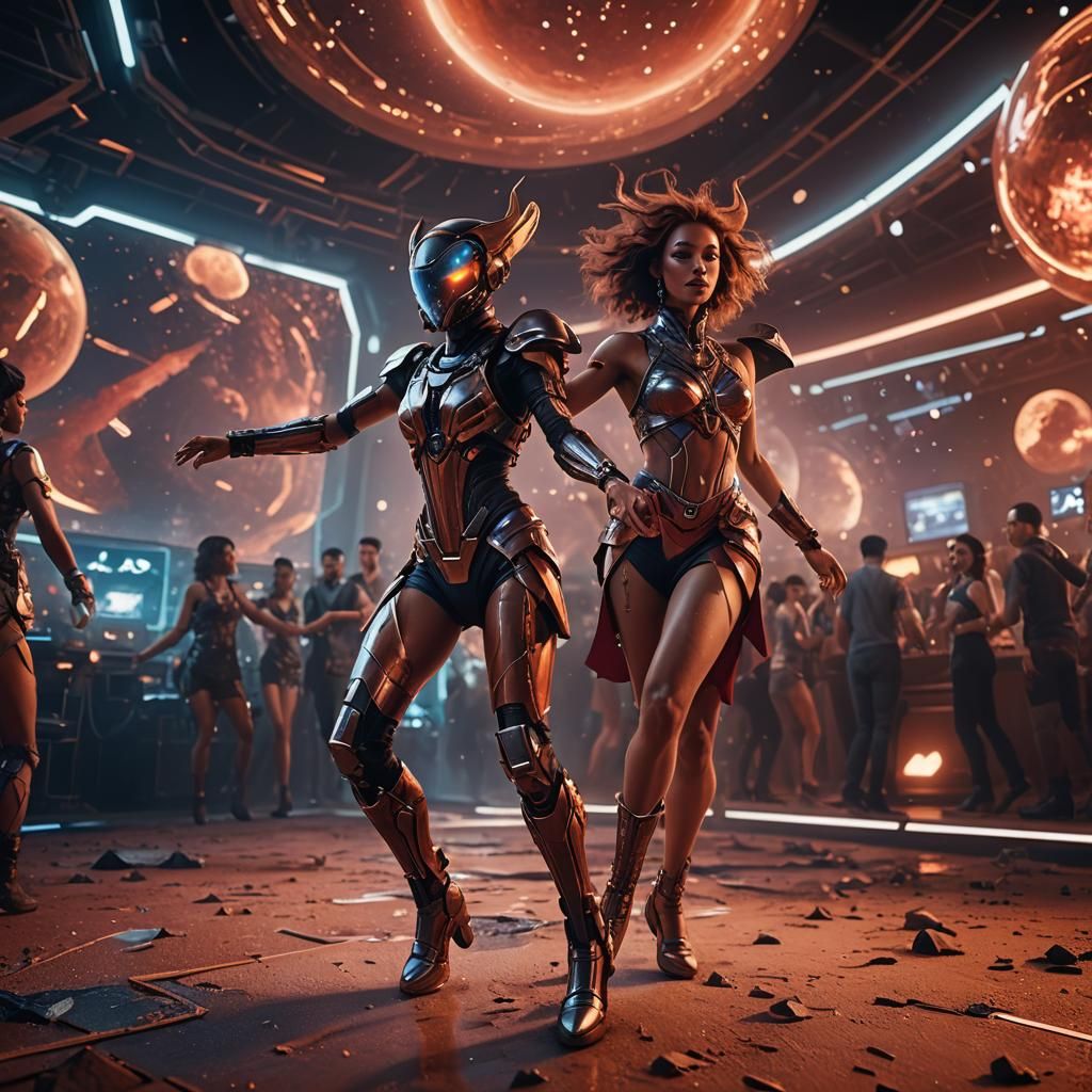 Martian Nightclub Dance: Detailed Matte Painting