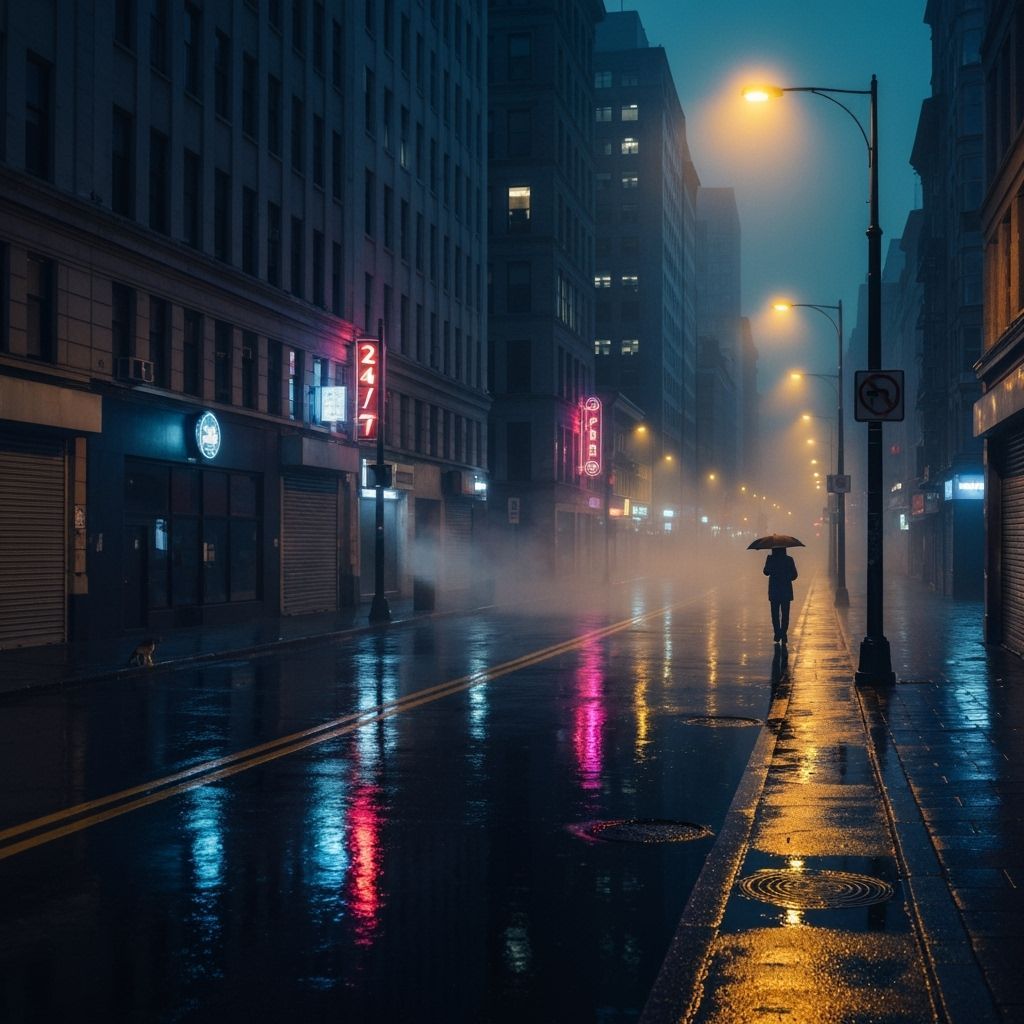 Lonely 3 AM City Walk in Noir Style