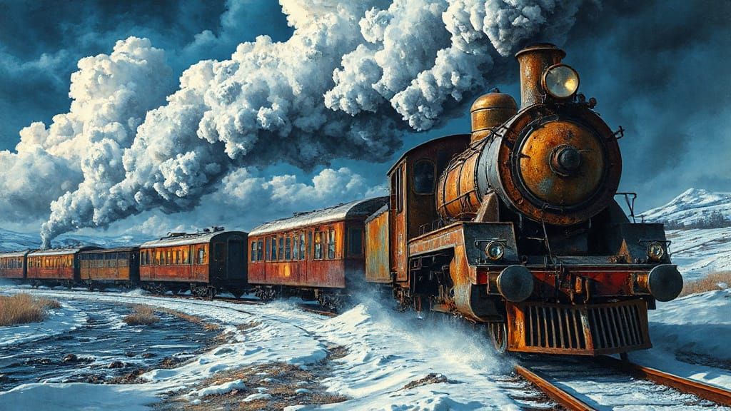Victorian Train in Winter Storm Cover Art