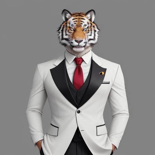 Angry Wolf Holding Leopard Cub in Anime Style