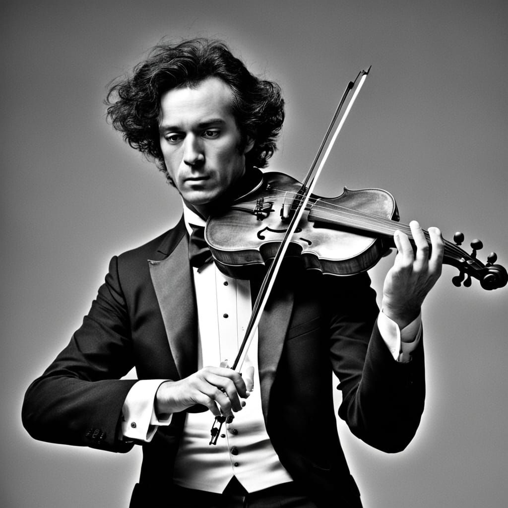 Virtuoso Musician in Intense Violin Performance