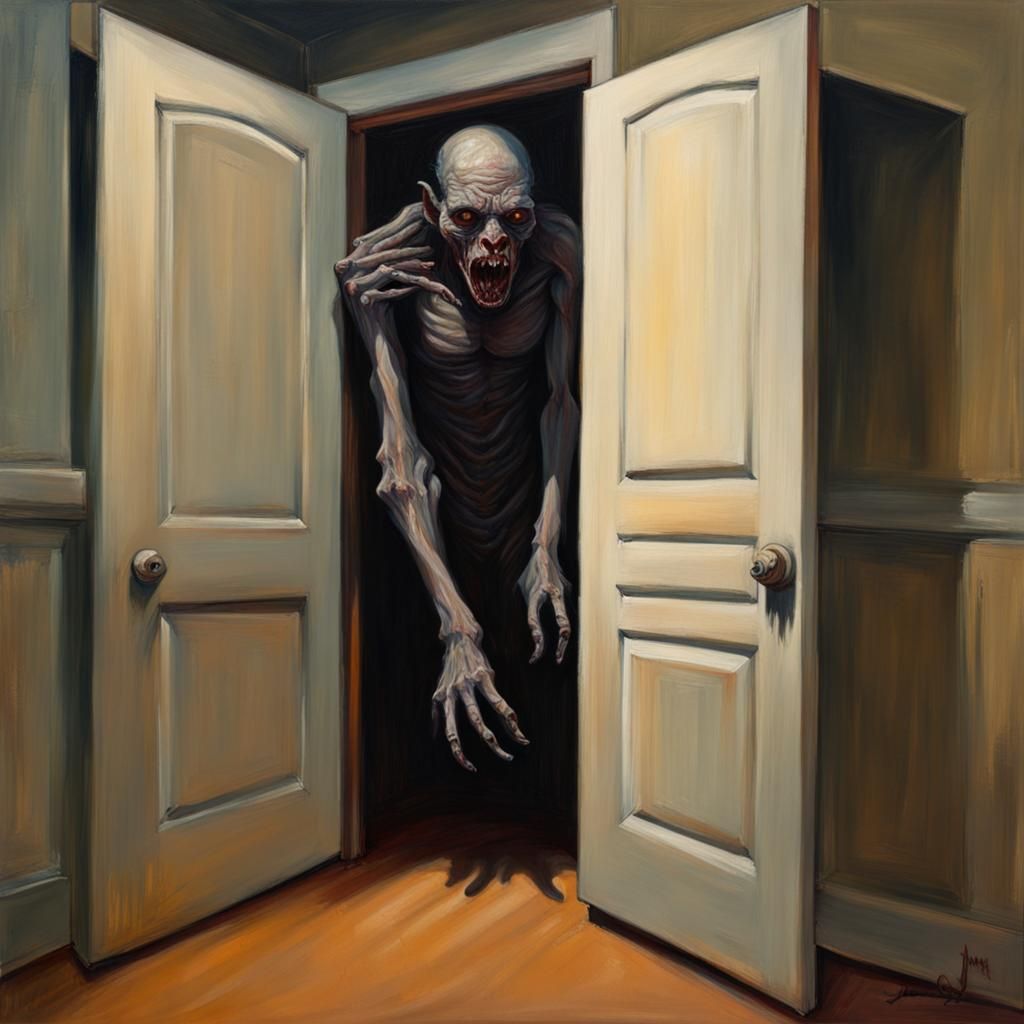 Menacing Shadow Creature Emerging from Closet