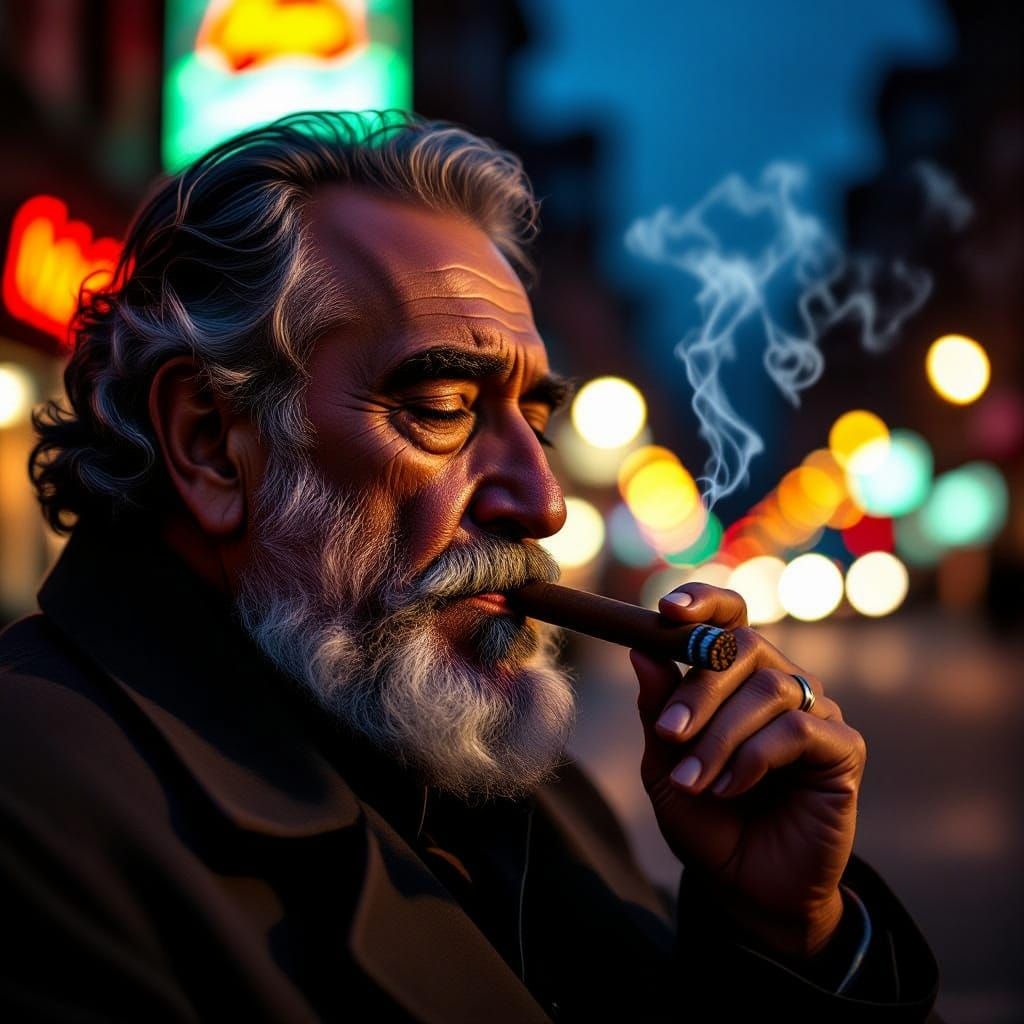 Fidel Castro Smoking Cigar in New Haven