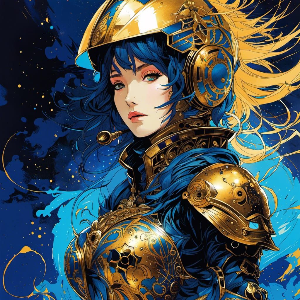 Anime Style Knight with Galaxy Helmet
