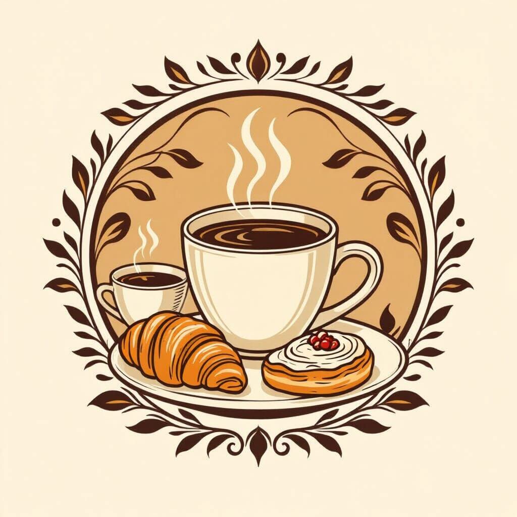 Cozy Coffee Shop Logo with Vector Art Illustrations