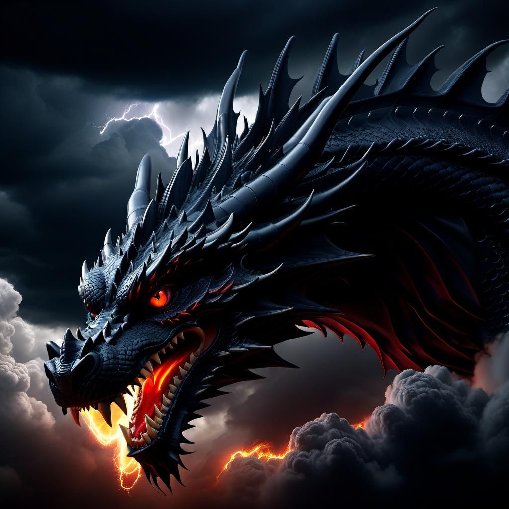 Dramatic Dragon Made of Storm Clouds: 3D Digital Art