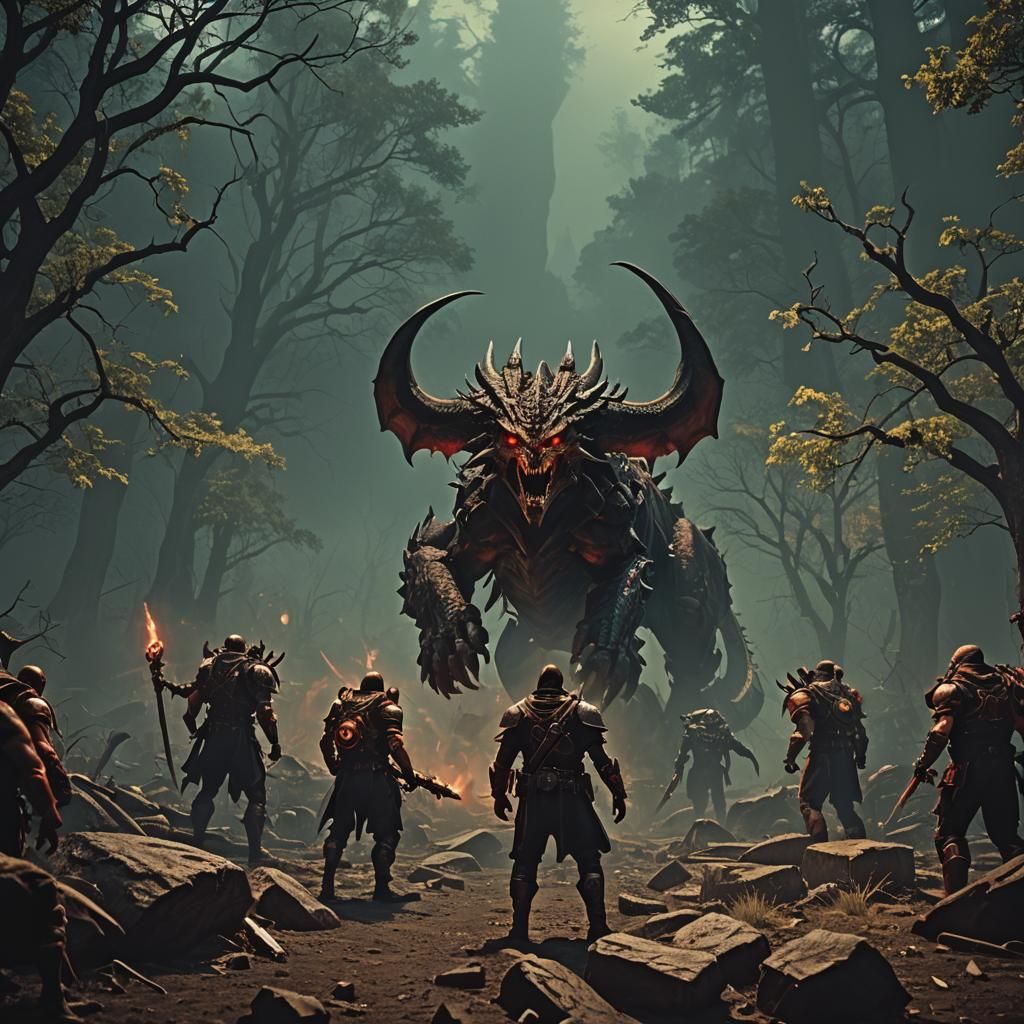 Cinematic Diablo Film Still in Dramatic Lighting