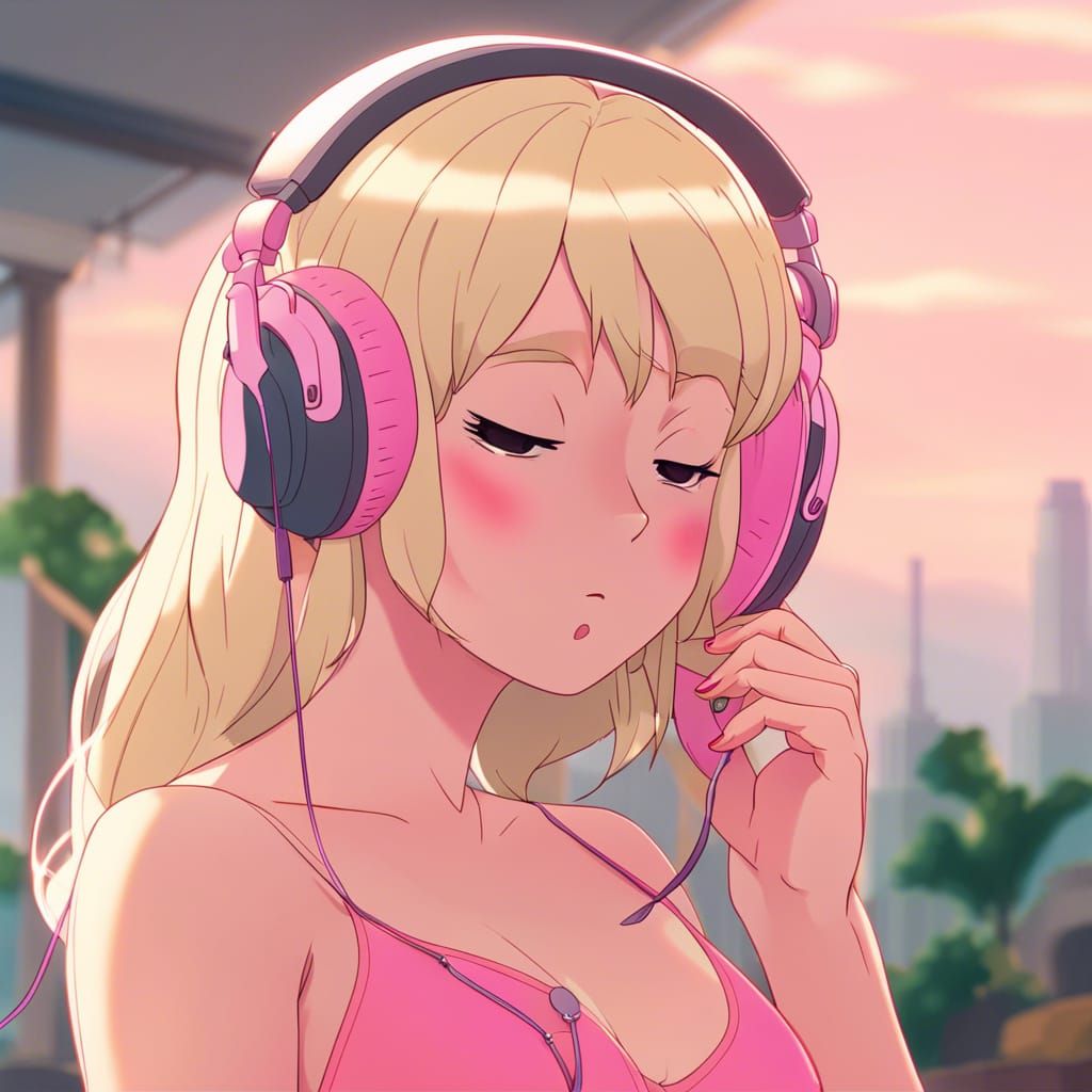 Anime Girl in Pink Bikini, Ghibli Style