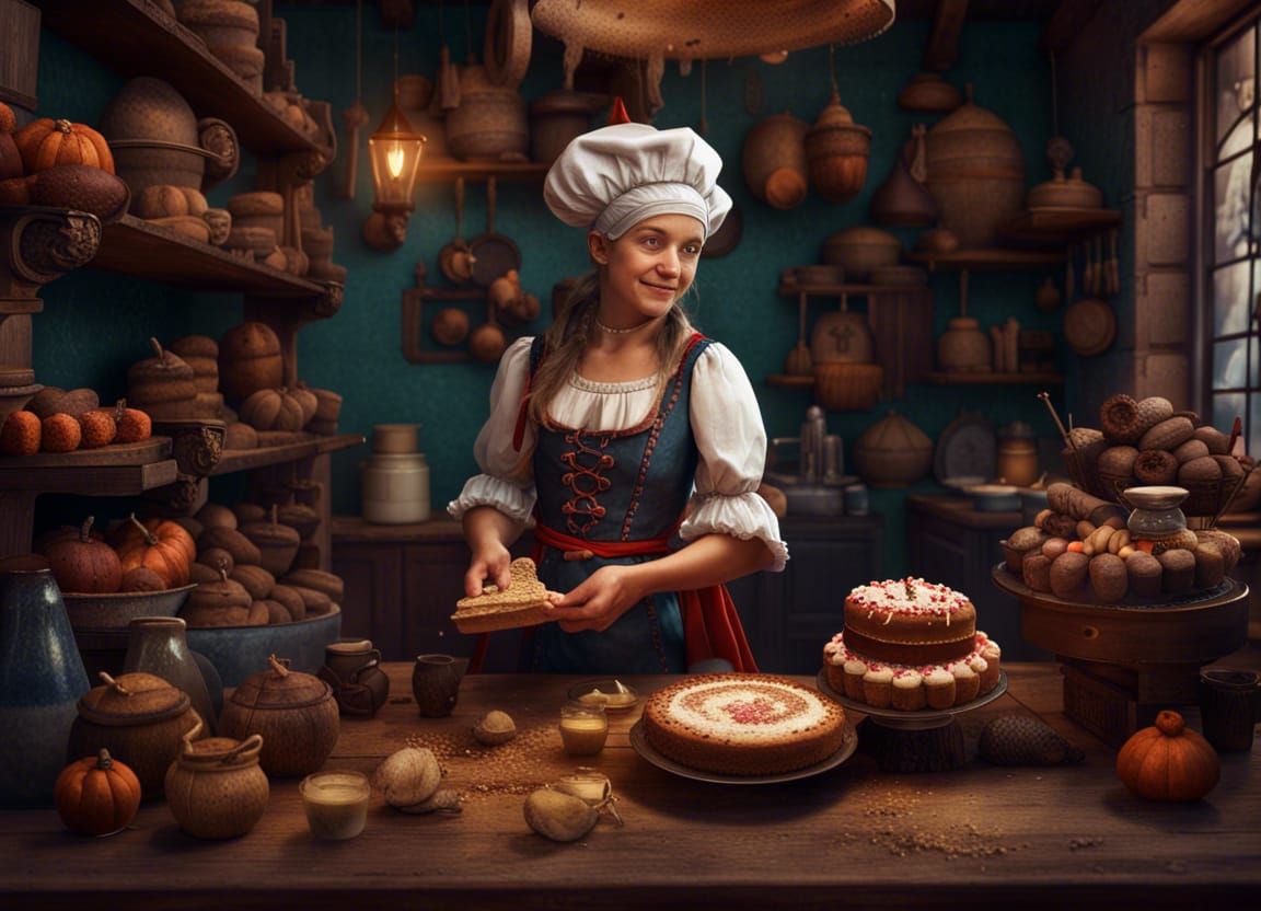 Fantasy Witch Bakes Cakes in Cozy Bakery