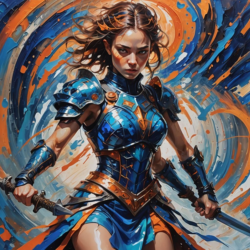 Alien Warrior in Abstract Expressionist Style