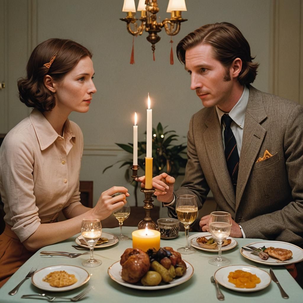 Romantic Dinner in Wes Anderson Style